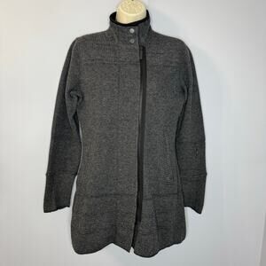 Title Nine Swacket Grey Knit Jacket Womens  Wool Asymmetric Gray Moto Sweater M